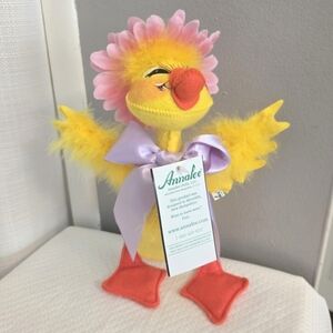 Annalee Duck Felt Easter Figurine Pink Flower Hat Anthropomorphic ~10in